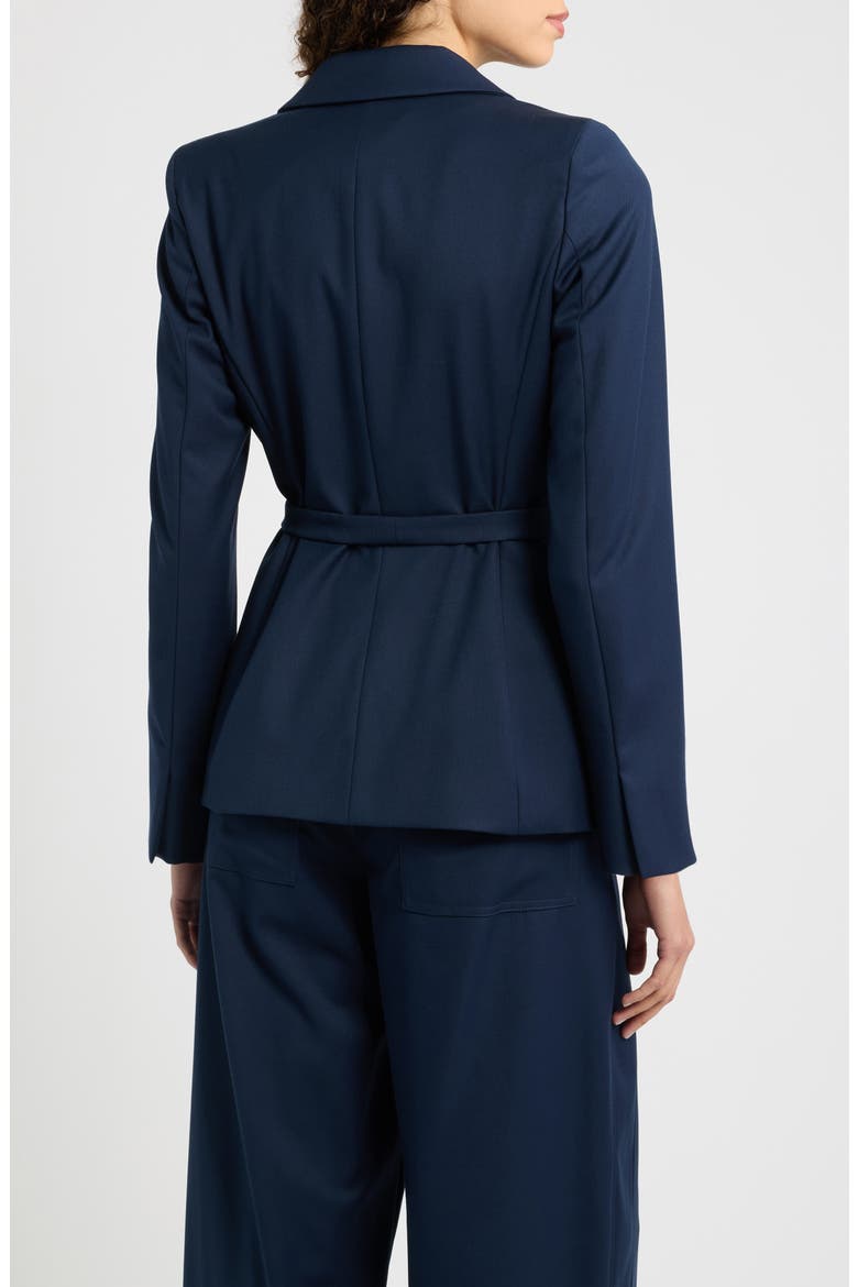 Emmfata Peaked Lapel Belted Blazer, Alternate, color, NAVY