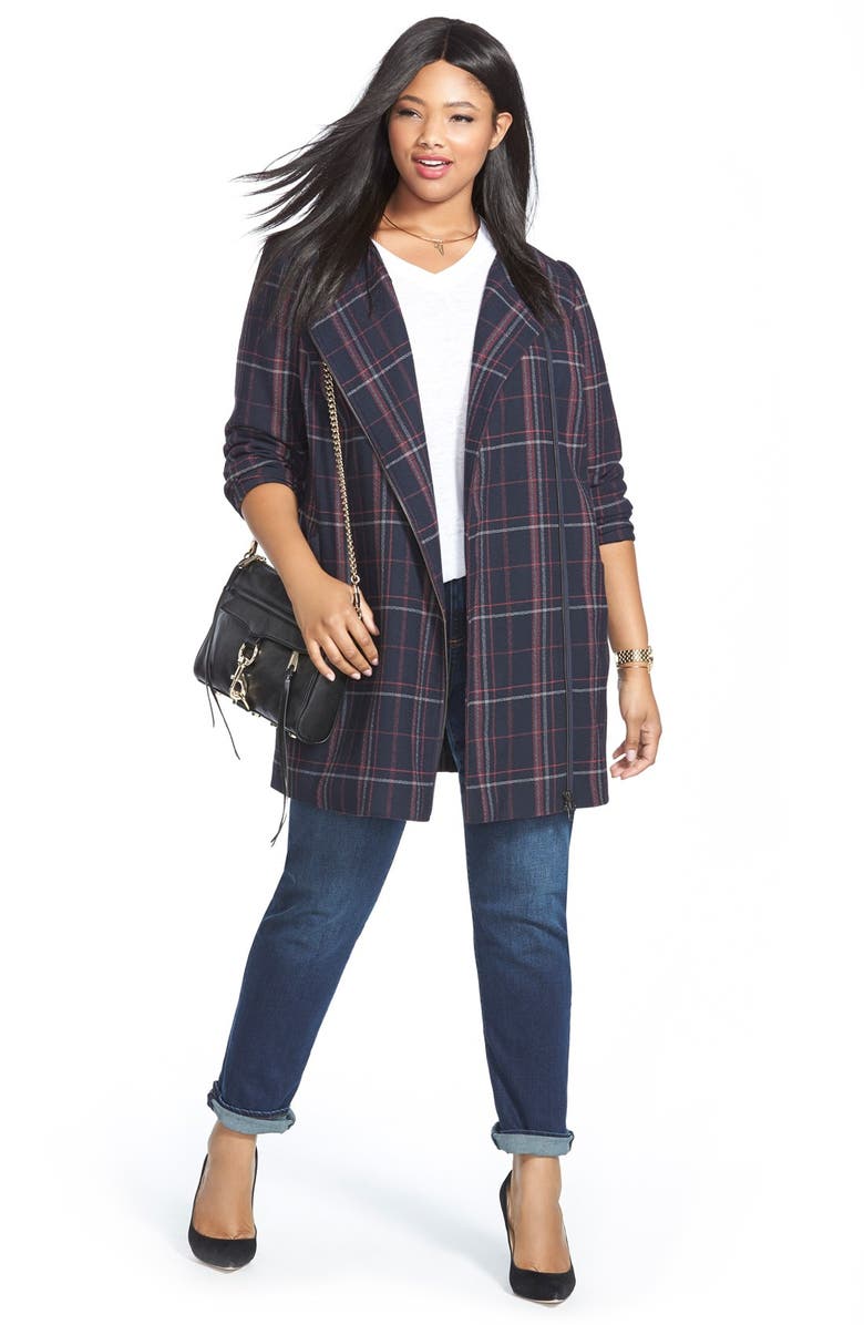 Sejour Plaid Zip Front Topper, Alternate, color, 