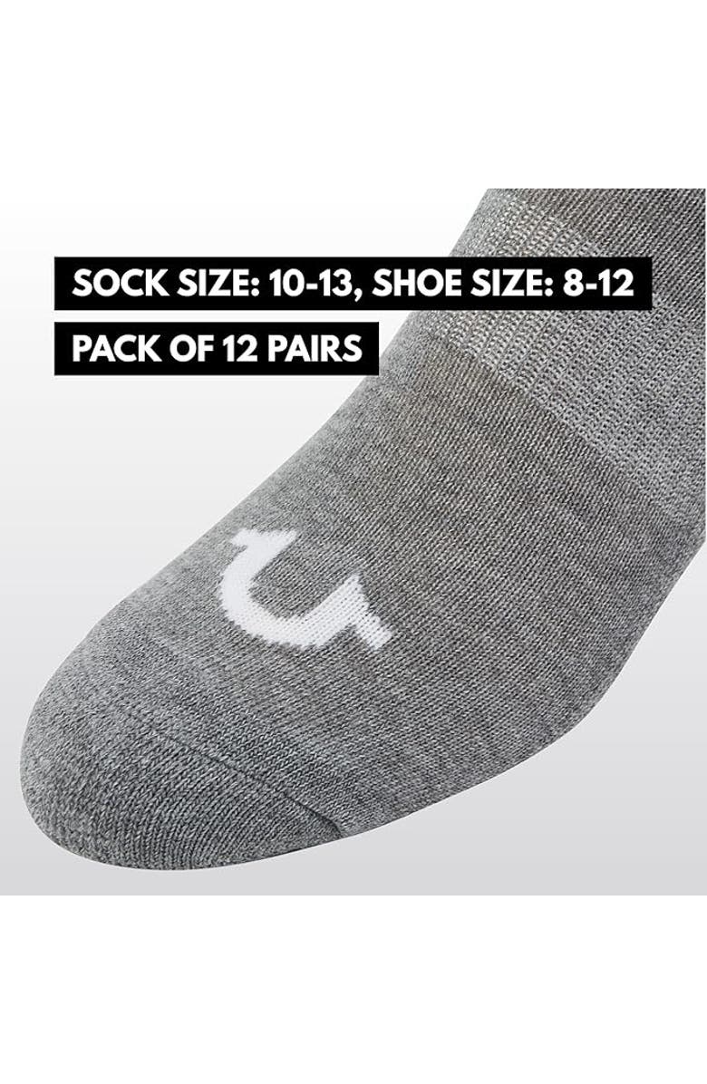 True Religion 12 Pairs Premium Athletic No Show Socks, Alternate, color, Black/Grey/White
