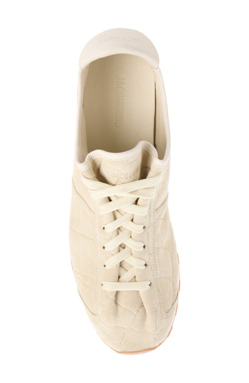 Jacquemus The Tennis Leather-trimmed Croc-effect Suede Sneakers In Neutral
