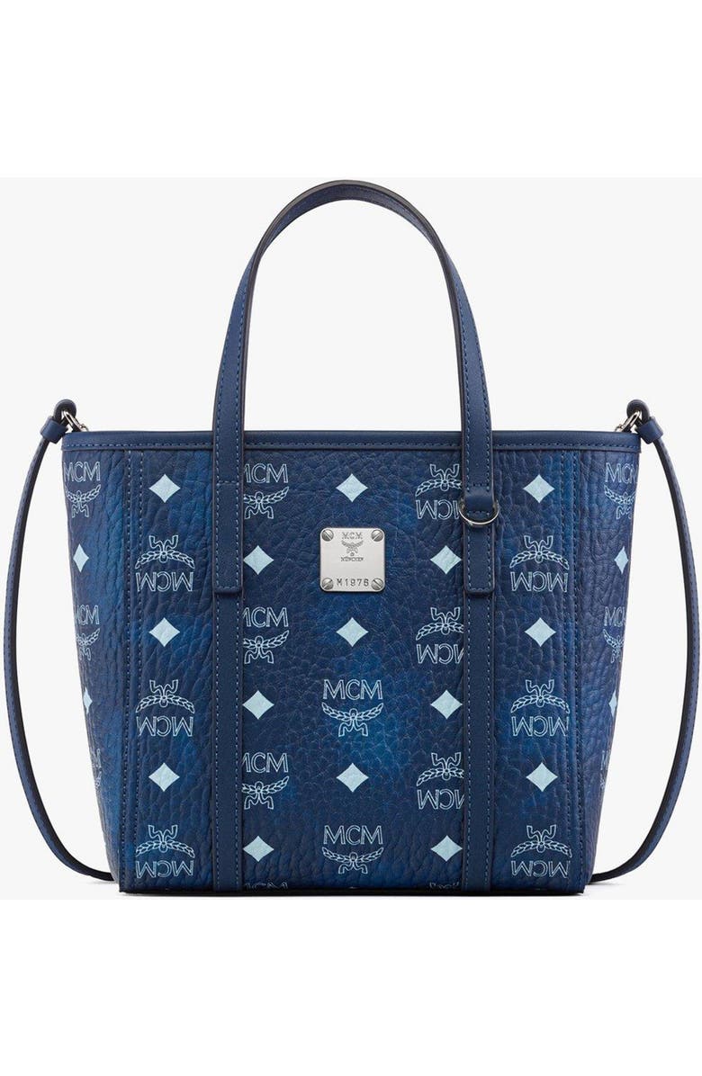 MCM Mini Toni Top-Zip Shopper in Visetos, Main, color, Blue