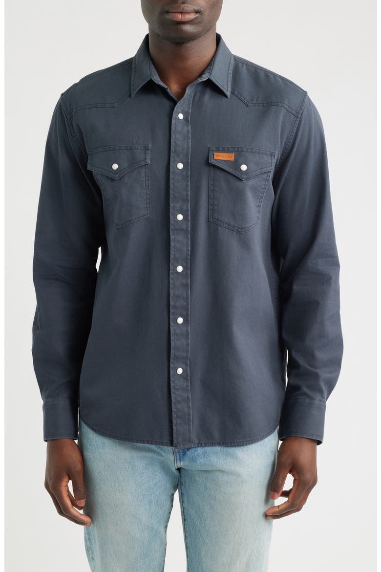 Dillon Cotton Twill Snap-Up Western Shirt, Main, color, WASHED BLUE