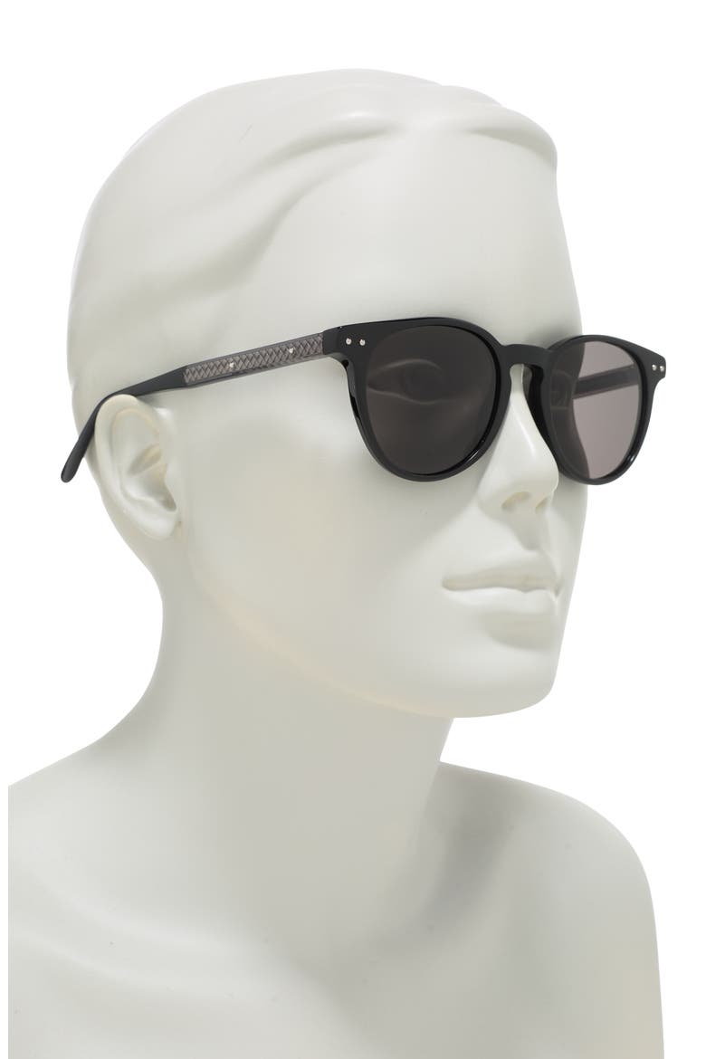 49mm Round Sunglasses, Alternate, color, SHINY BLACK