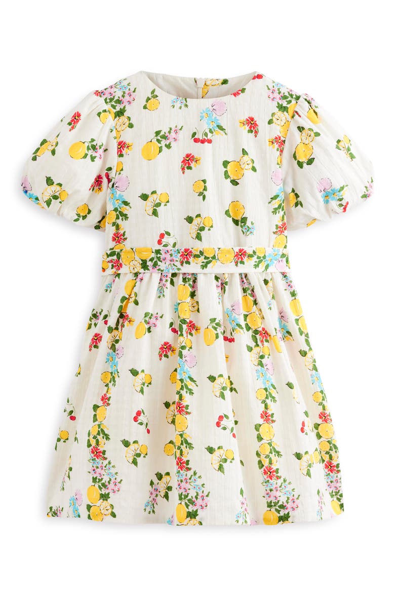 Vintage Print Short Sleeve Dress, Main, color, SOFT IVORY LEMON FLORAL