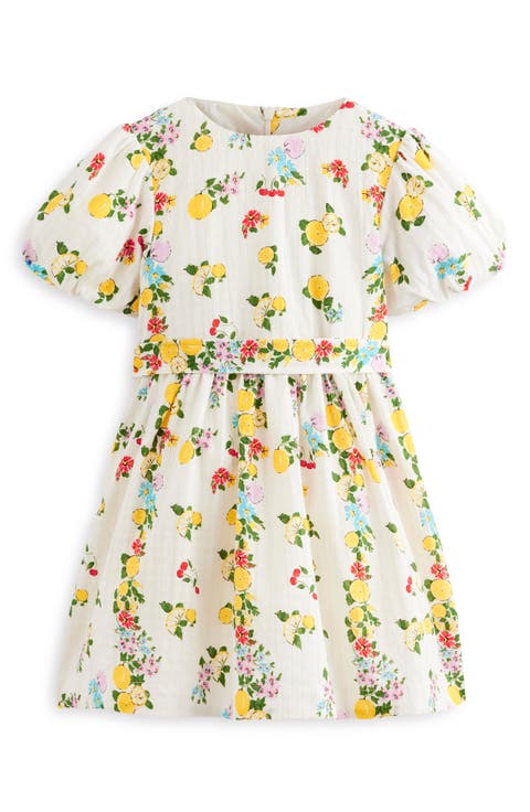 Vintage Print Short Sleeve Dress