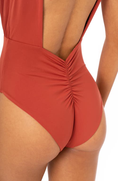 Maaji Burgundy Plunge Neck Open Back One-piece Swimsuit In Red