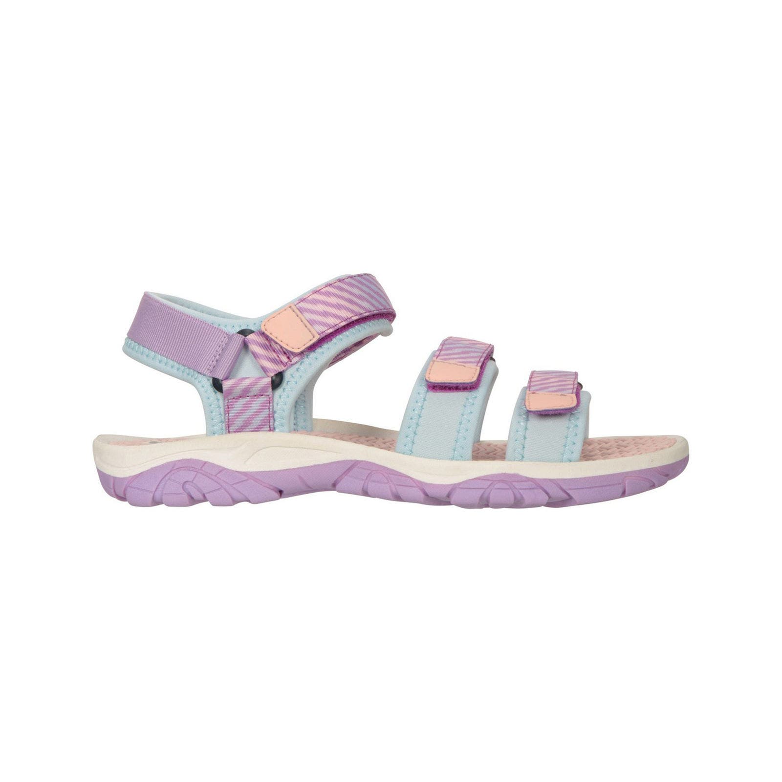 Childrens/Kids Tonal Stripe 3 Touch Fastening Strap Sandals, Alternate, color, Purple