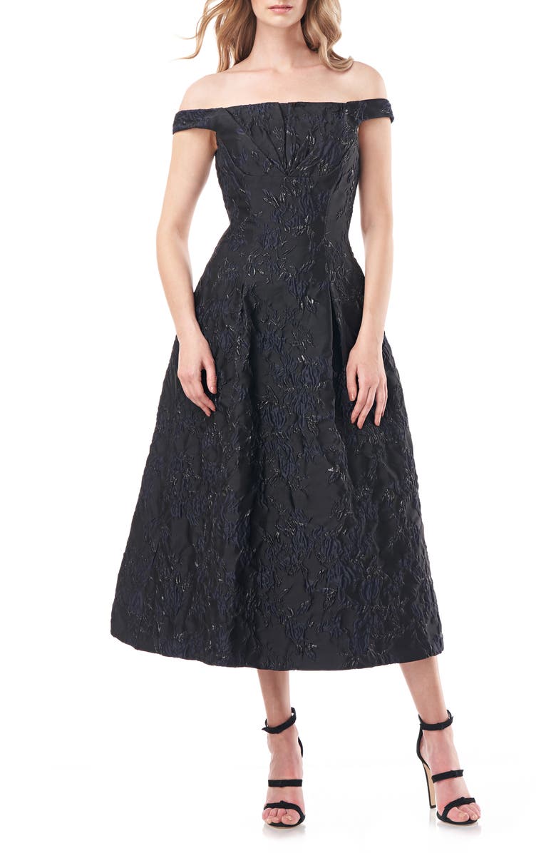 Kay Unger Carina Metallic Floral Brocade Cocktail Dress, Main, color,