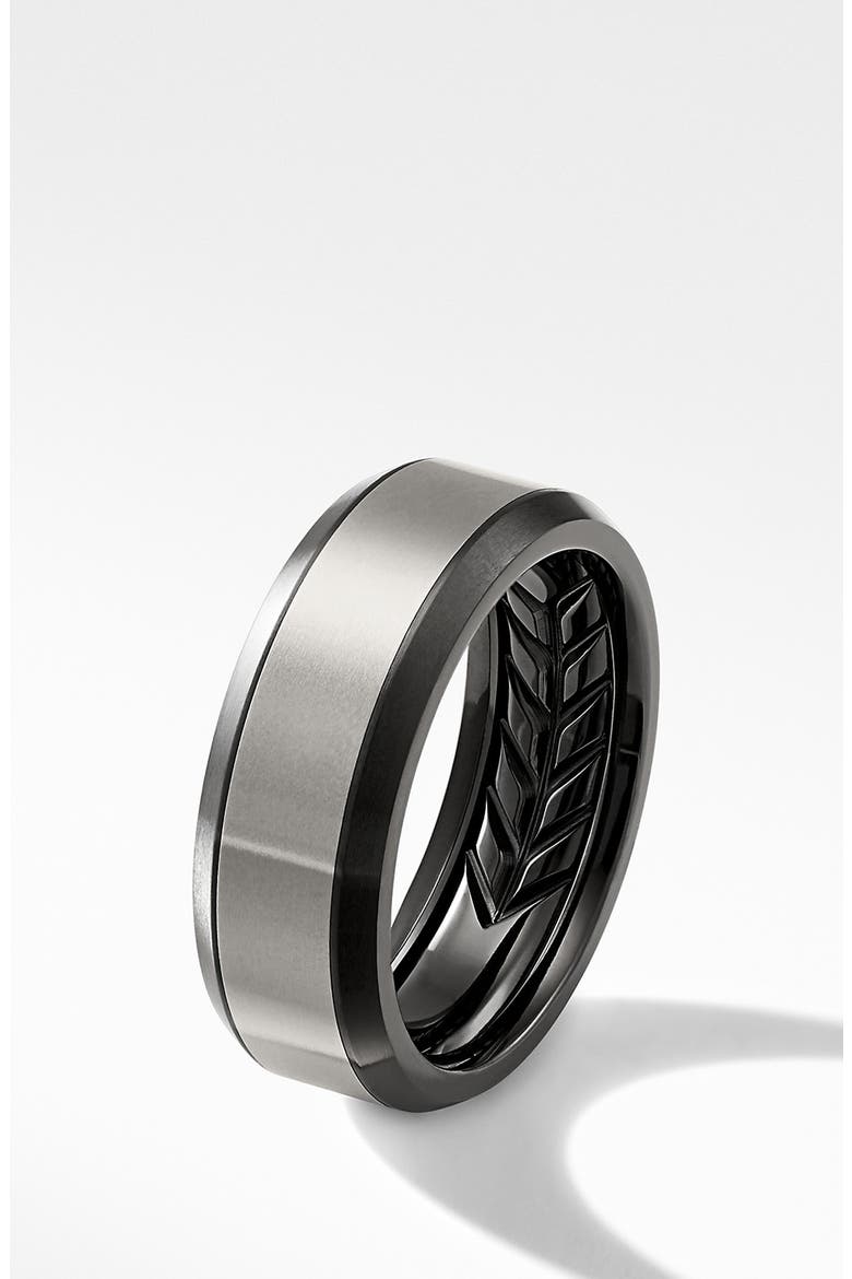Beveled Titanium Band Ring, Alternate, color, BLACK TITANIUM/ GREY TITANIUM