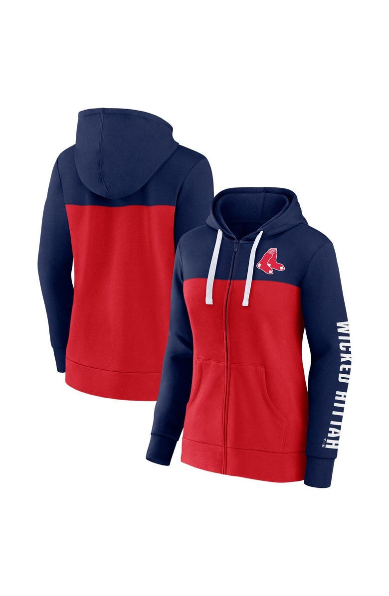 FANATICS Women's Fanatics Branded Navy/Red Boston Red Sox Take The Field Colorblocked Hoodie Full-Zip Jacket, Main, color, Navy