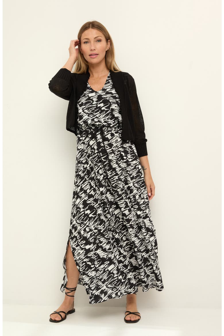 Ruffle Featherweight Linen Blend Cardigan, Alternate, color, BLACK ONYX