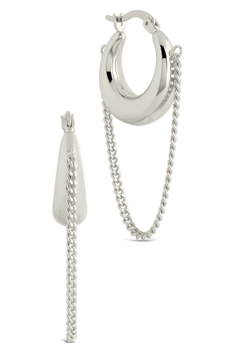 Mackenzie Chain Drop Hoop Earrings, Main, color, SILVER