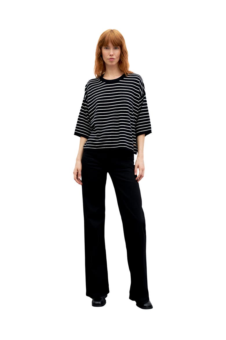 Raya 3/4 Sleeve Striped Knit Top, Alternate, color, Platinum