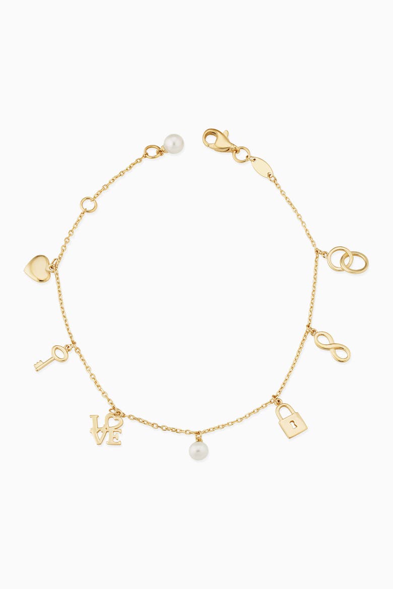 14K Yellow Gold Forever Yours Charm Bracelet, Main, color, 14K Yellow Gold