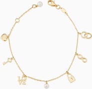 Oradina 14K Yellow Gold Forever Yours Charm Bracelet