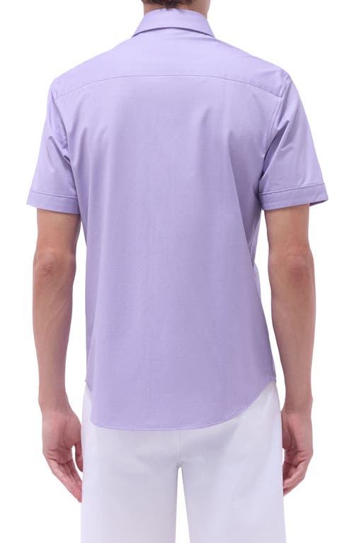 Bugatchi Myron Ooohcotton® Short Sleeve Herringbone Button-up Shirt In Lilac