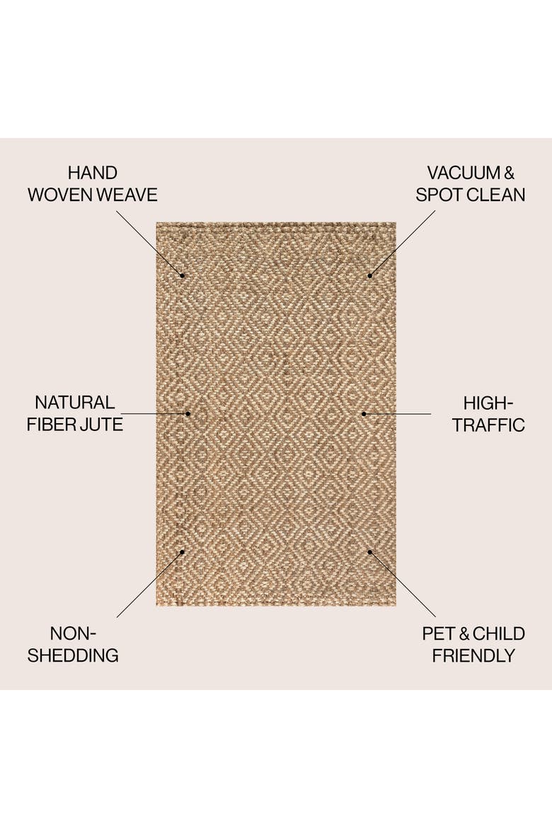 Hira Hand Woven Diamond Chunky Jute Area Rug, Alternate, color, Natural