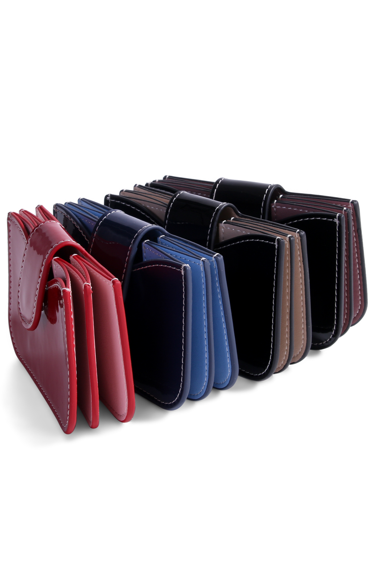 JURGI Lili Patent Leather Accordion Wallet, Alternate, color, Black With Sand