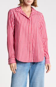 beachlunchlounge Bentley Stripe Long Sleeve Cotton Button-Up Shirt