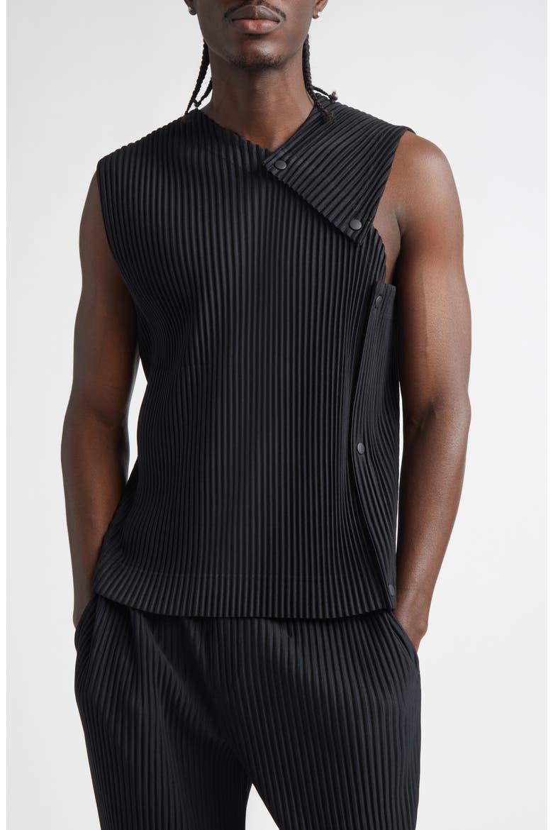 Stone Cloud Pleated Top, Main, color, BLACK