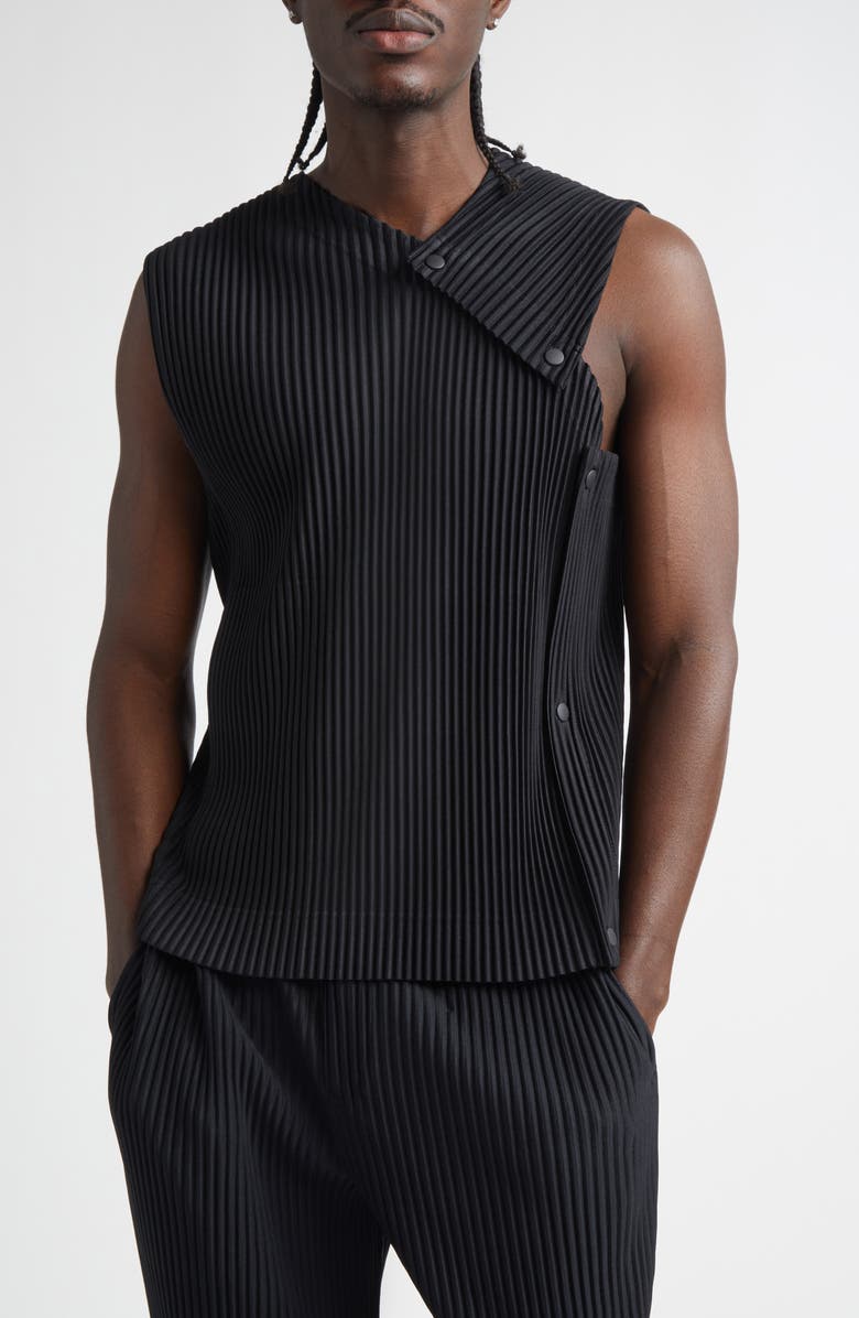 Homme Plissé Issey Miyake Stone Cloud Pleated Top, Main, color, Black