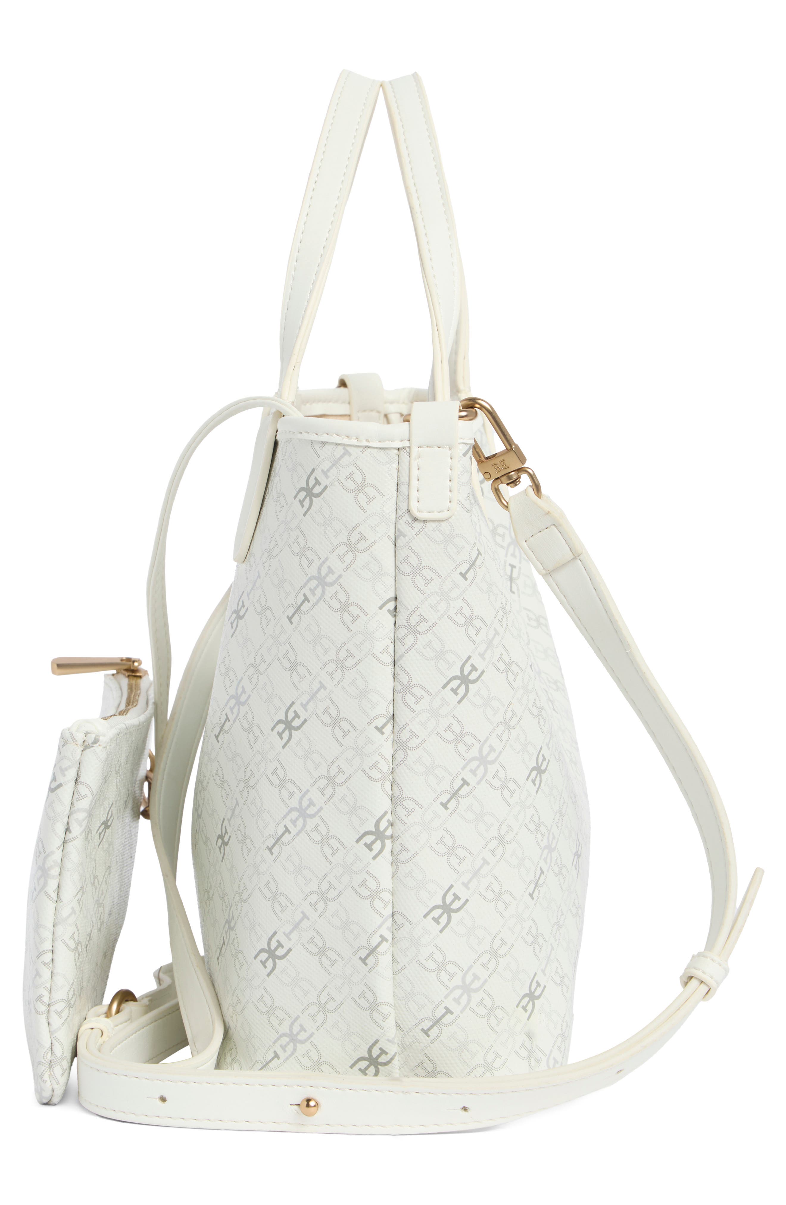 Sam Edelman Harper Mongram Mini Shopper Tote & Pouch, Alternate, color, White