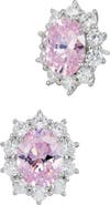 SAVVY CIE JEWELS Oval Cubic Zirconia Halo Stud Earrings