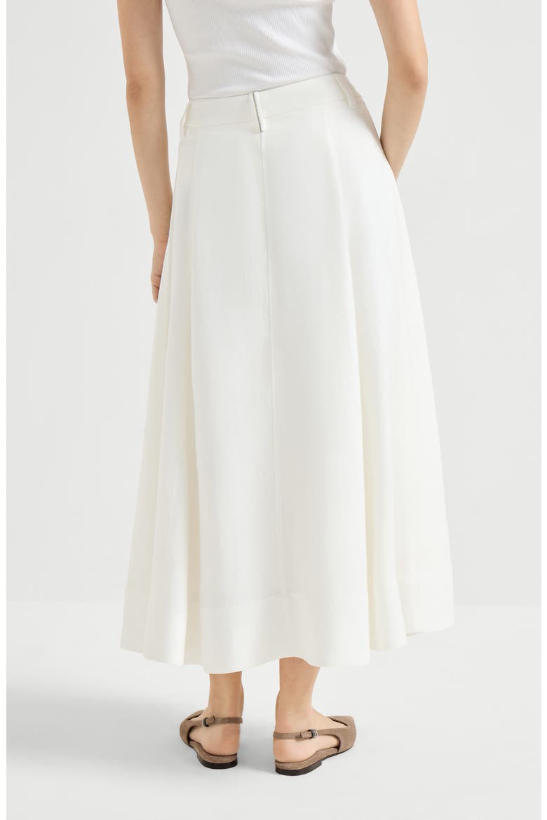 Twill sartorial skirt with monili, Alternate, color, White