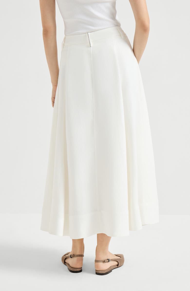 Brunello Cucinelli Twill sartorial skirt with monili, Alternate, color, White