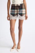 Siedrés Witz Lace Hem Plaid Miniskirt
