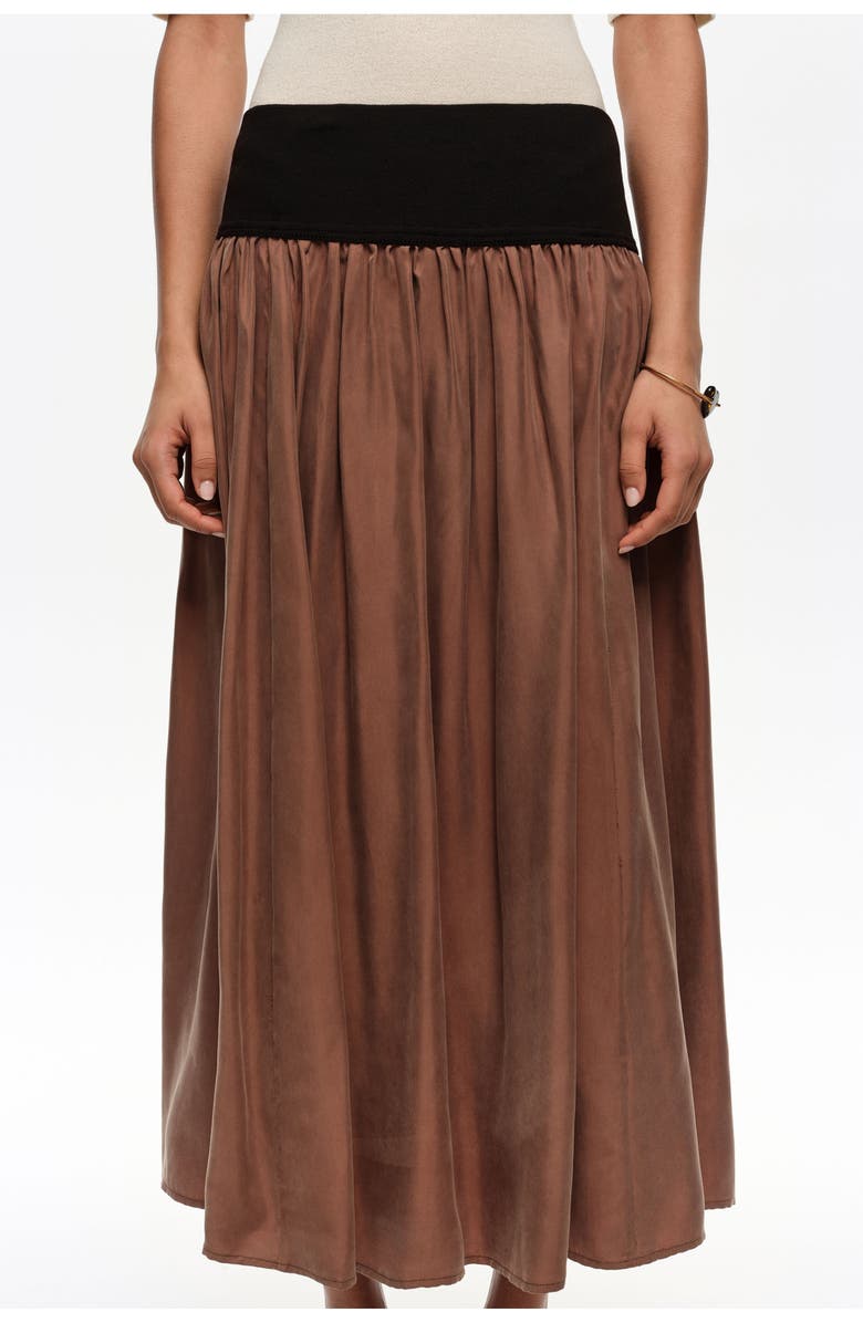 Bimba y Lola Cupro Flared Skirt, Alternate, color, Washed Brown