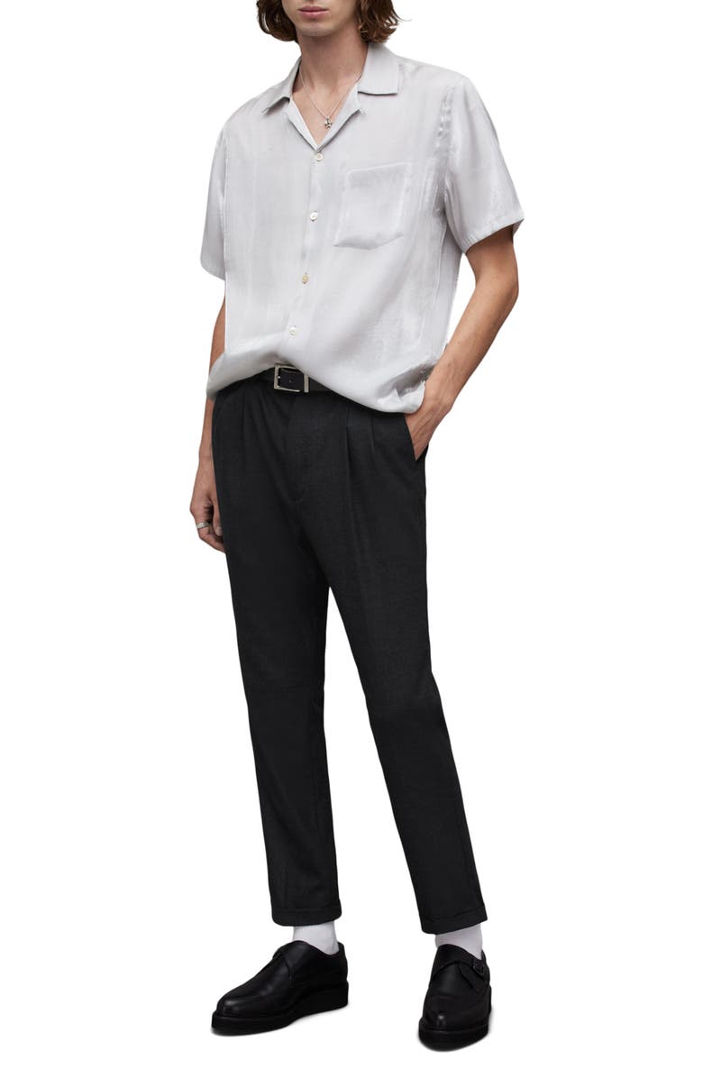 AllSaints Leigh Wool Blend Flannel Crop Pants, Alternate, color, 