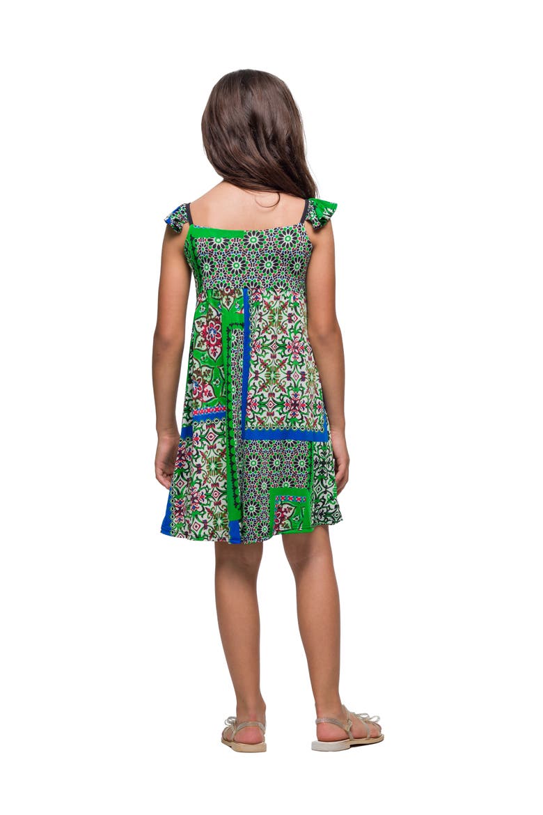 Green Scarf Print Ruffle Summer Dress, Alternate, color, Green Multi