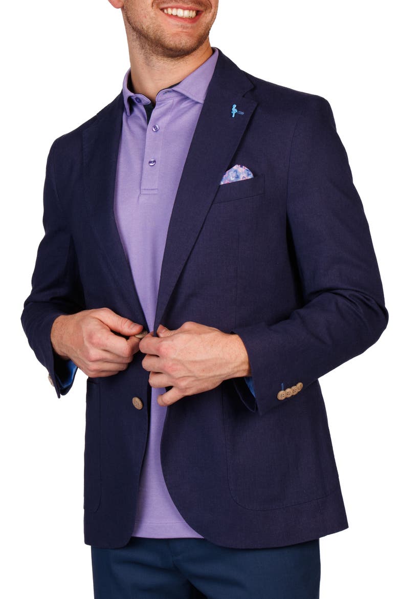 Linen Blend Sport Coat, Alternate, color, NAVY