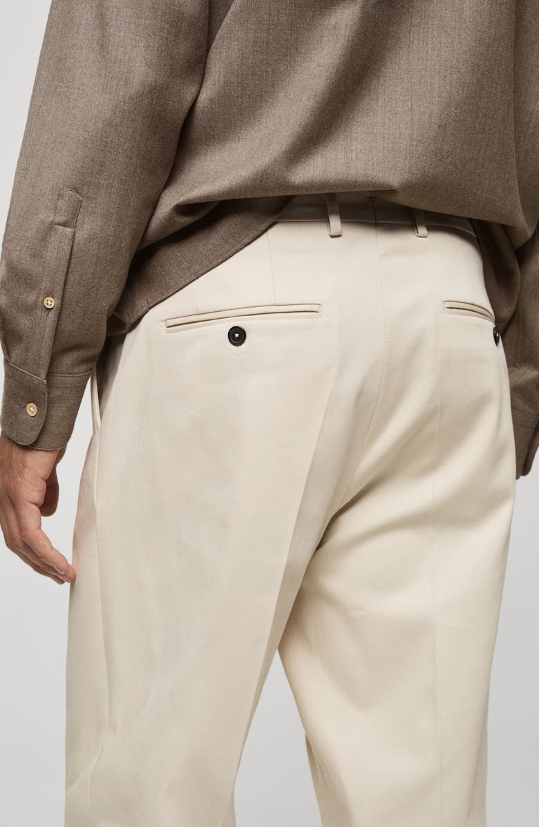 MANGO Pleated Stretch Cotton Twill Pants, Alternate, color, 