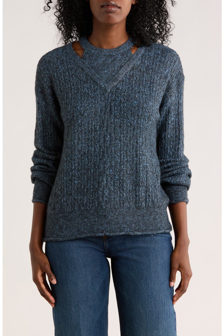 Cutout Sweater, Main, color, HEATHER ORION BLUE