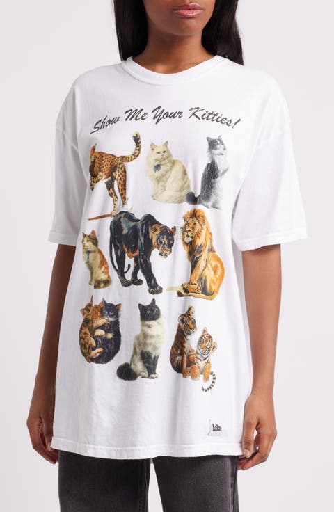Kitties on Kitties Cotton Graphic T-Shirt