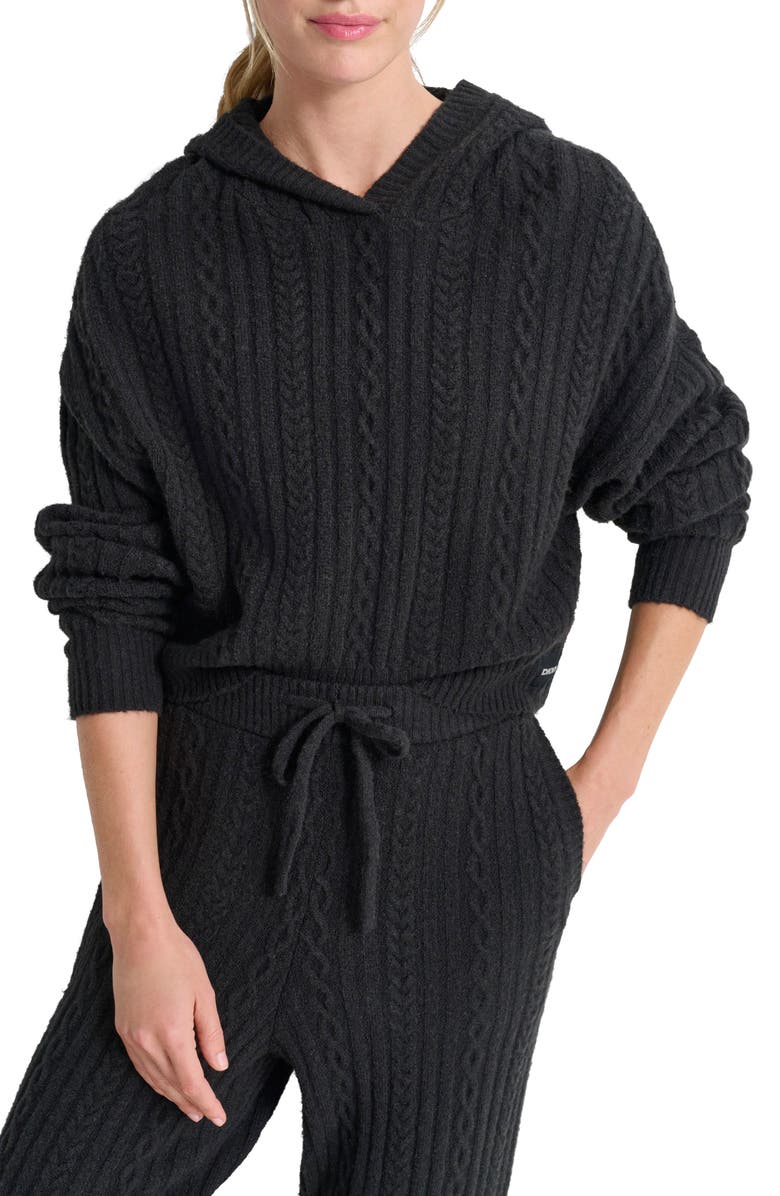 DKNY Cozy Cable Stitch Hoodie, Main, color, 