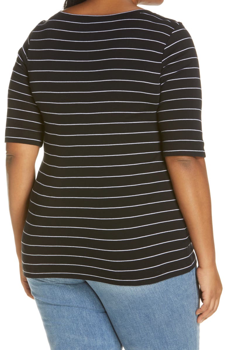 Caslon<sup>®</sup> Ballet Neck Cotton & Modal Knit Elbow Sleeve Tee, Alternate, color, 