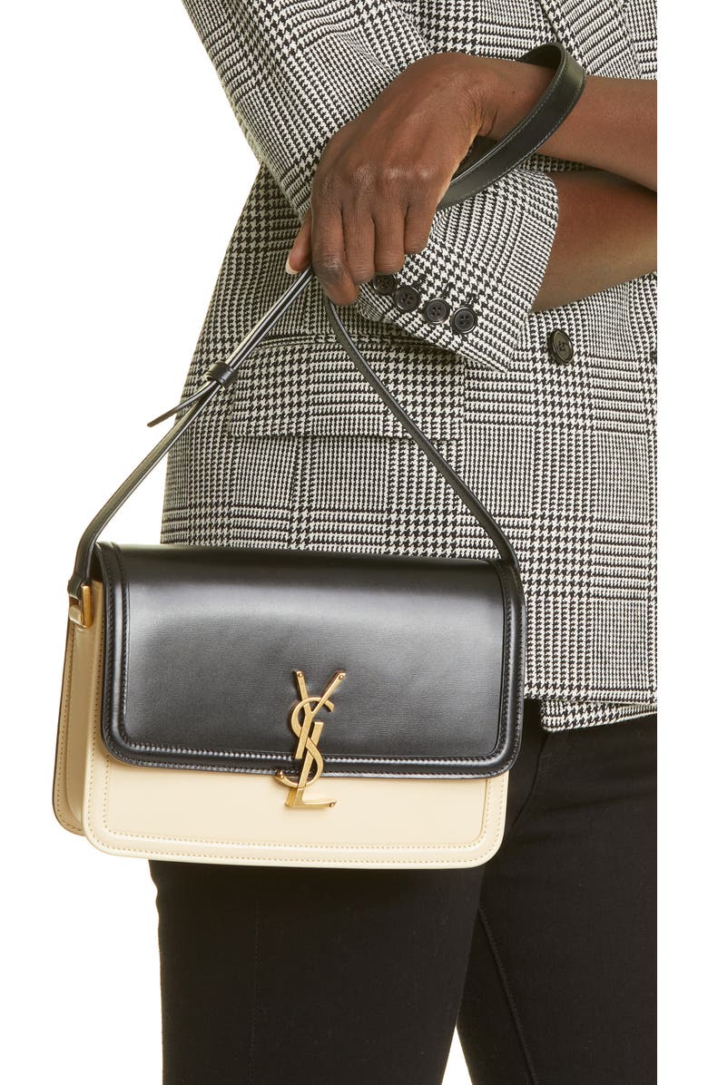Saint Laurent Medium Solferino Two-Tone Calfskin Shoulder Bag, Alternate, color,