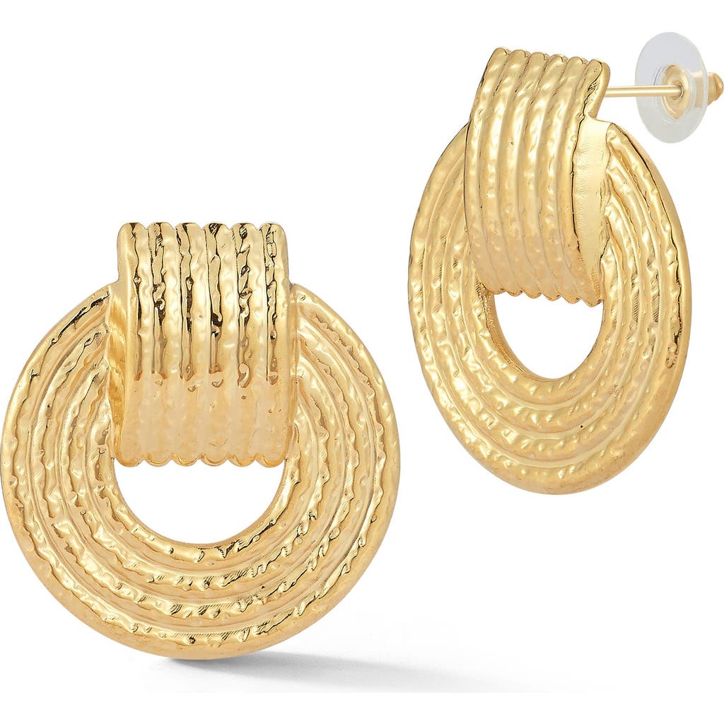 Sphera Milano Plated Round Ribbed Earrings