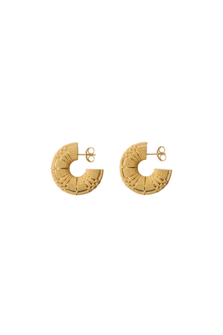 Check Granulation Hoop Earrings, Alternate, color, Gold