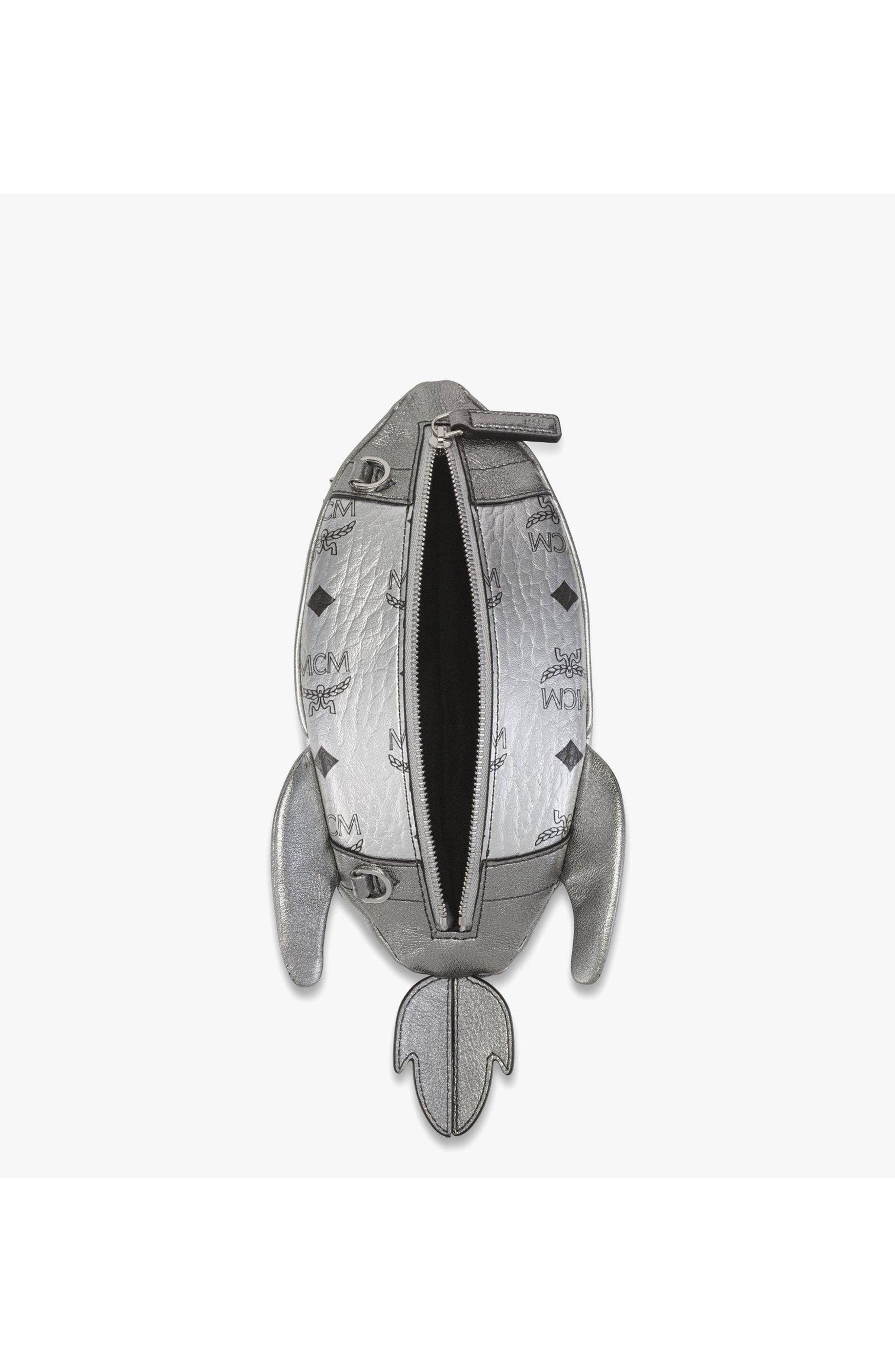 MCM Aren Rocket Crossbody in Visetos, Alternate, color, Silver