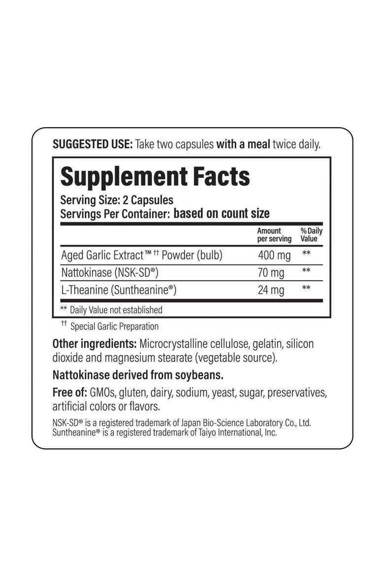 Aged Garlic Extract Formula 109, Blood Pressure Health, 240 Ct Capsules, Alternate, color, None