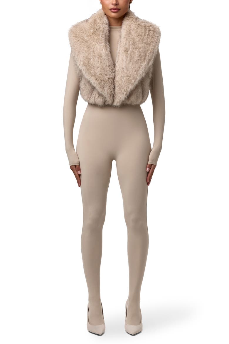 Faux Fur Plush Vest, Alternate, color, TAUPE