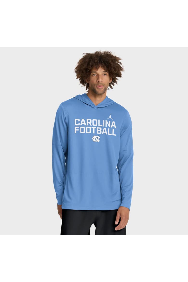 Men's Jordan Brand Carolina Blue North Carolina Tar Heels 2025 Sideline Performance Long Sleeve Hoodie T-Shirt, Alternate, color, Light Blue