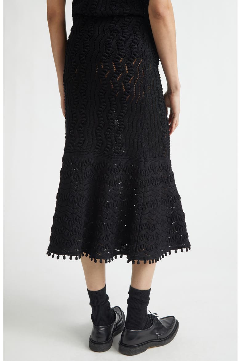 Textured Lace Pointelle Sweater Skirt, Alternate, color, BLACK
