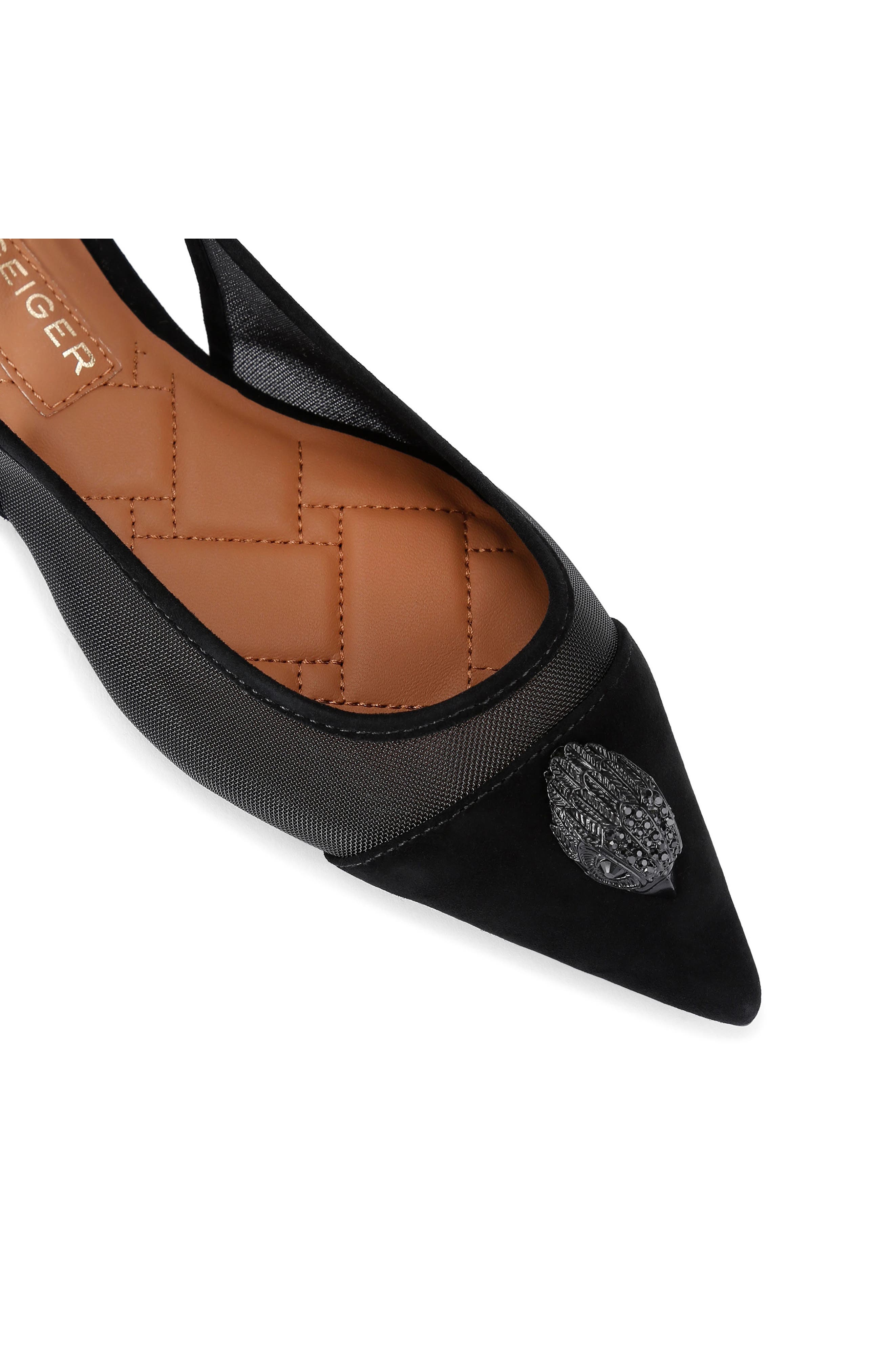 Kurt Geiger London Belgravia Slingback Pointed Cap Toe Flat, Alternate, color, Black