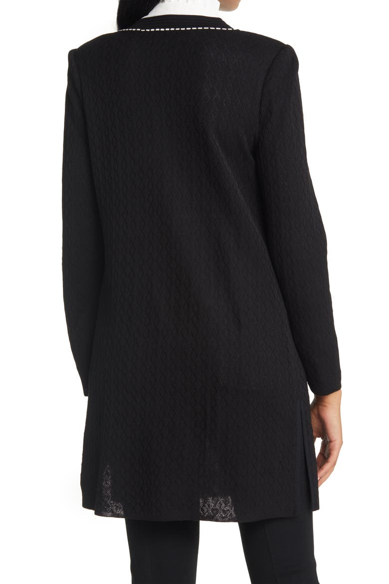 Pointelle Knit Duster Jacket, Alternate, color, BLACK/IVORY