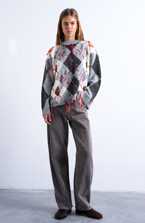 Topshop Barrel Leg High Waist Jeans In Gray